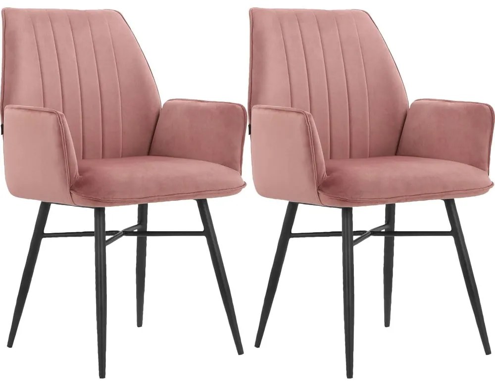 Set de scaune de sufragerie roz deschis 2 buc. tapițat Anzo – Støraa