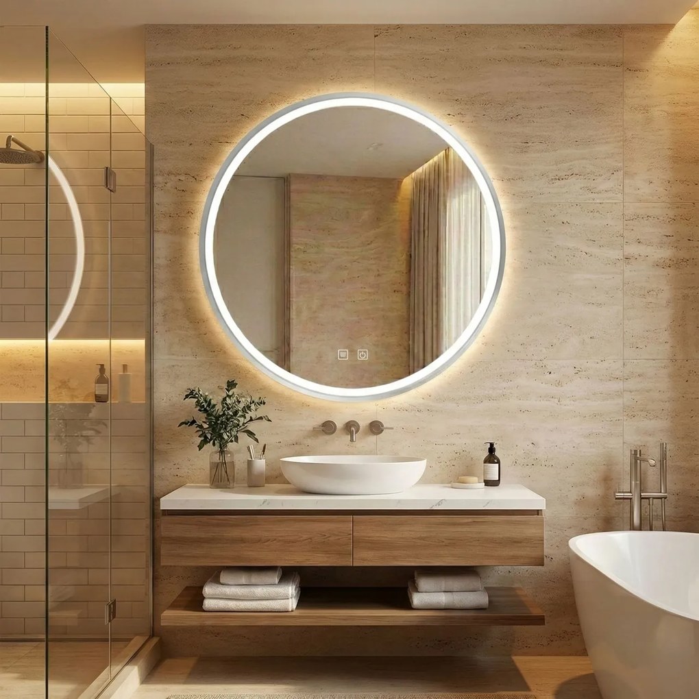 Oglindă LED 90cm MMJ BRUSH SILVER