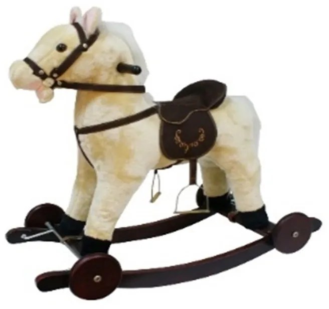 Calut balansoar din plus cu melodii NOVOKIDS ™ Rocking Horse, Cu roti, Platforma detasabila, Functie trotineta fara pedale, Dimensiuni 74x37x64 cm,