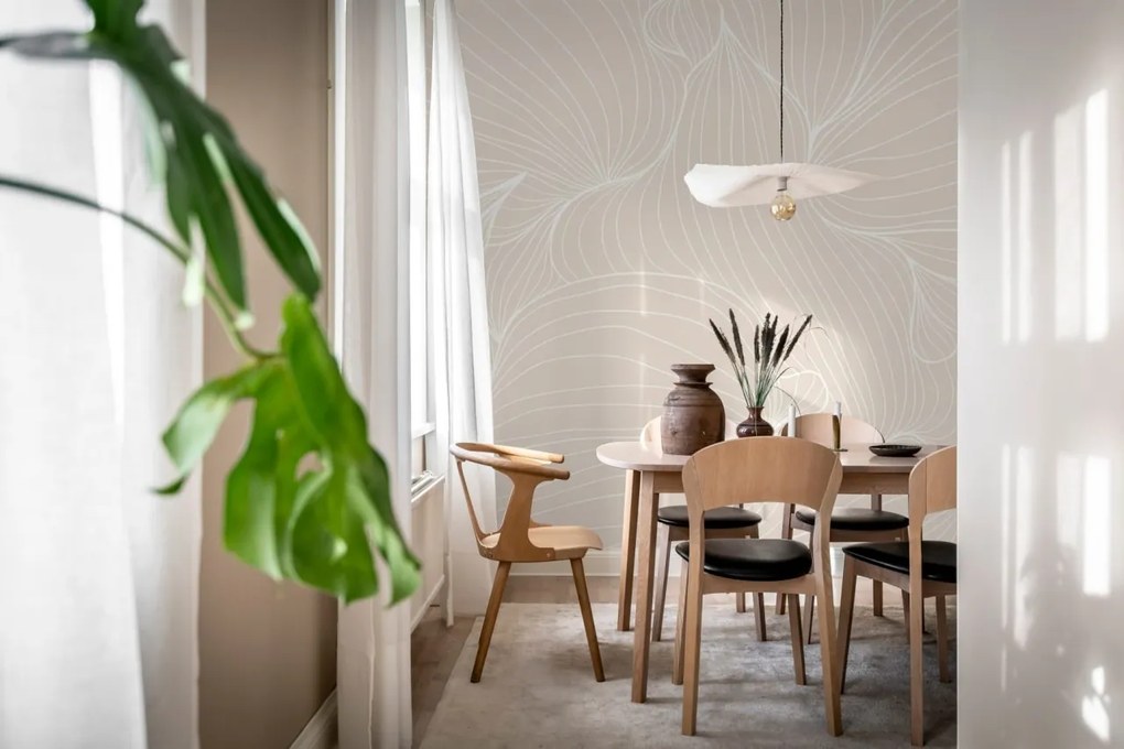 Fototapet, Plantain Lilies, Warm Beige, Rebel Walls