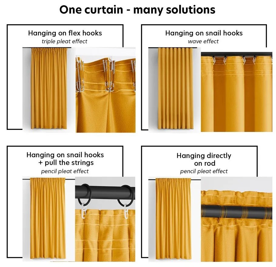 Draperie galben-muștar dimout (semi-opacă) din catifea 140x250 cm Velto – Filumi