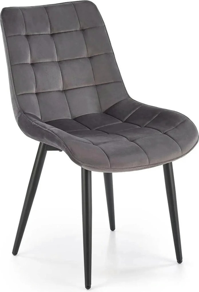 Scaun K580, gri - HLR 21, stofa catifelata/otel, 51x61x85 cm