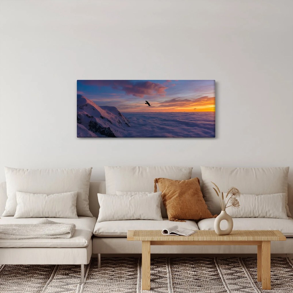 Tablou în apus de soare, Mont Blanc (120x50 cm)