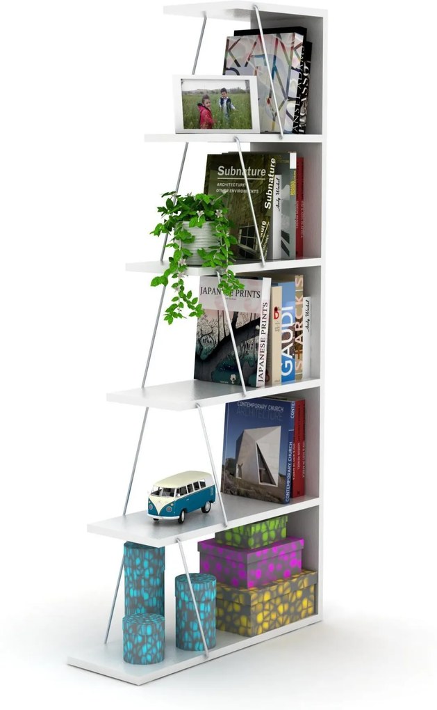 Biblioteca - Tars Mini Alb/Crom