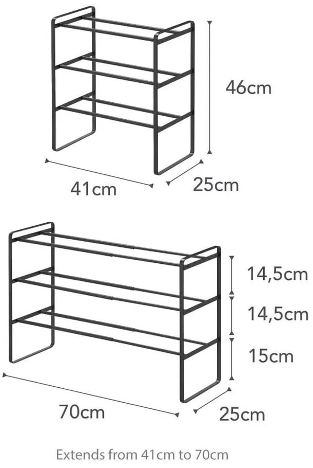 Pantofar ajustabil cu 3 etaje YAMAZAKI Maebashi, negru