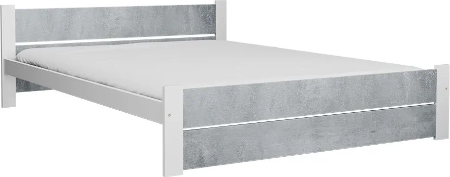 Pat IKAROS DOUBLE 180 x 200 cm, beton/alb Saltea: Saltea Coco Maxi 20 cm, Somiera: cu somiera din lamele