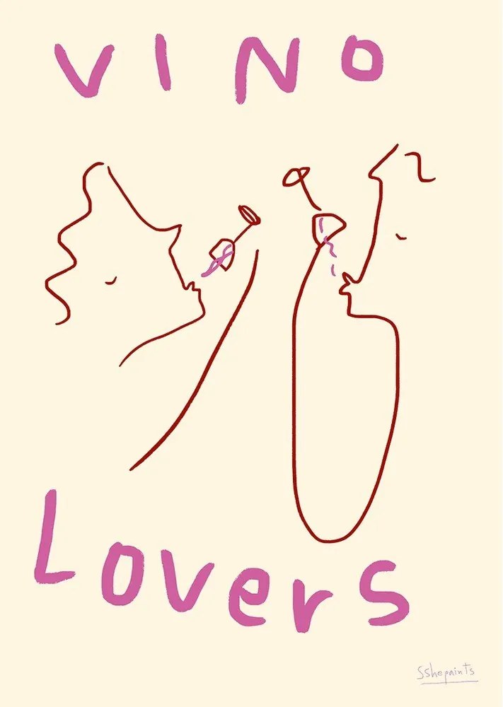 Poster 50x70 cm Vino Lovers – Ruby Hughes – The Poster Club