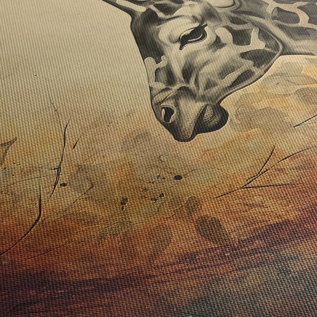 Tablou - Girafă, pictură (cu ceas) (90x30 cm)