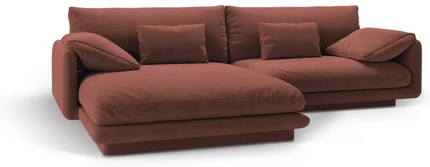 Colțar roz cu tapițerie din catifea (cu colț pe partea stângă /cu șezlong) Torino – Micadoni