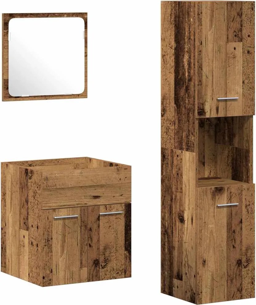vidaXL Set de mobilier pentru baie 3 pcs Lemn Vechi Lemn compozit