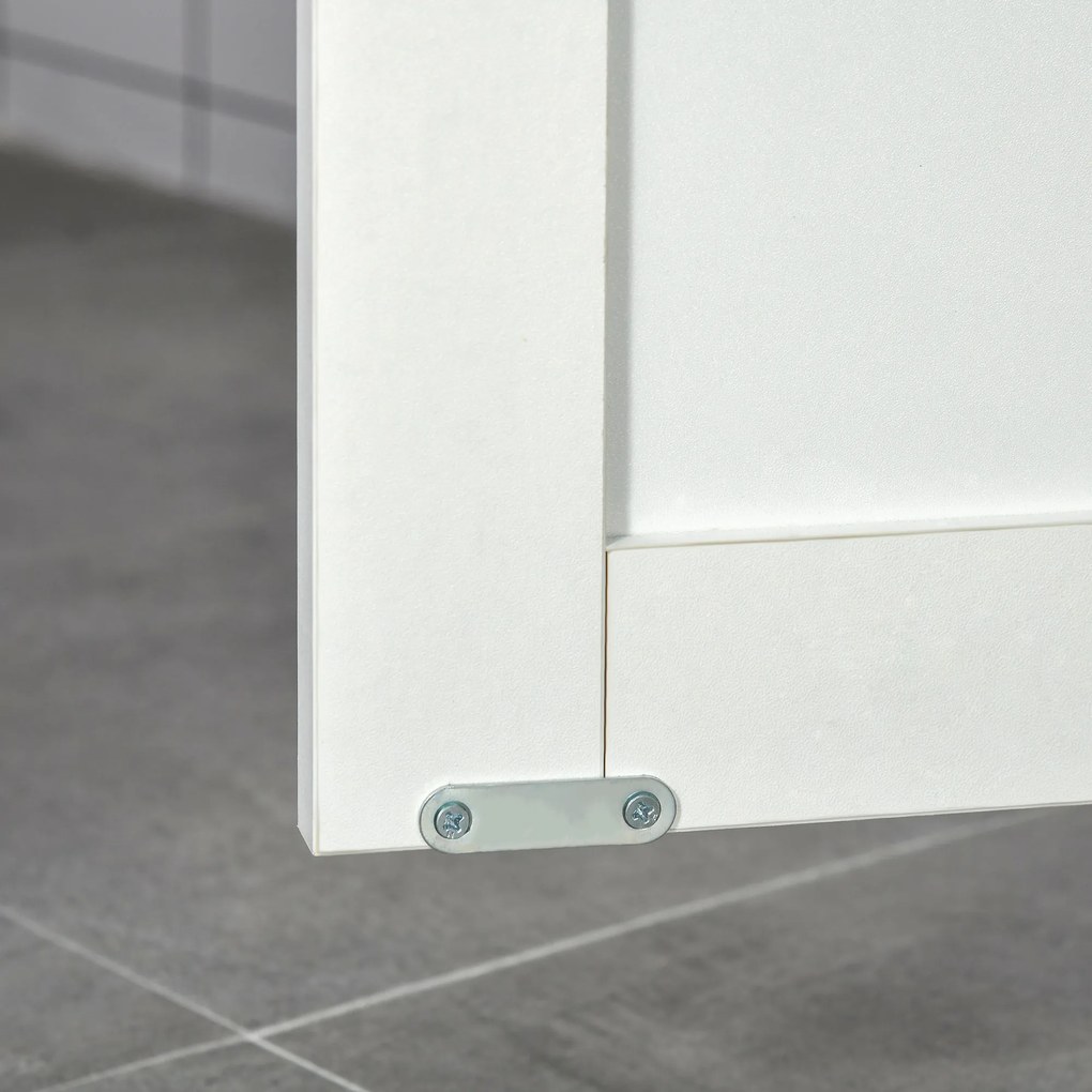 HOMCOM Dulap Auxiliar de Baie cu 2 Uși Raft Interior Ajustabil și Compartiment Deschis Mobilier de Baie pentru Sufragerie Bucătărie 60x30x80 cm Alb | Aosom Romania