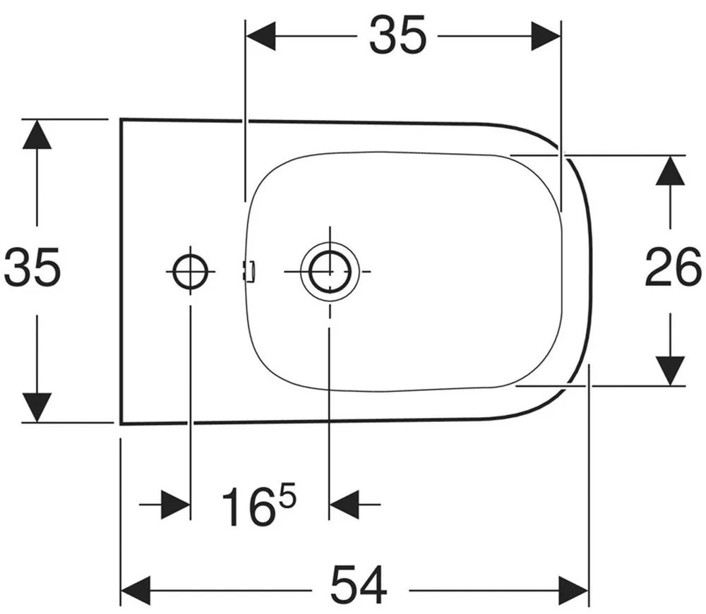 Bideu suspendat, 540x350 mm, alb Alb