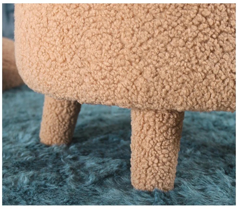 Fotoliu pentru copii maro cu tapițerie din stofă bouclé Moouv – Artie