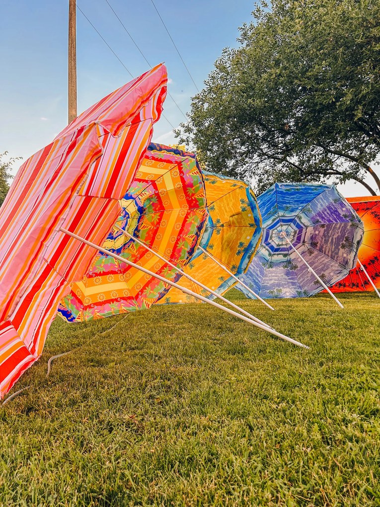 Umbrela de soare alb-albastru, SOLSTICE 180 cm