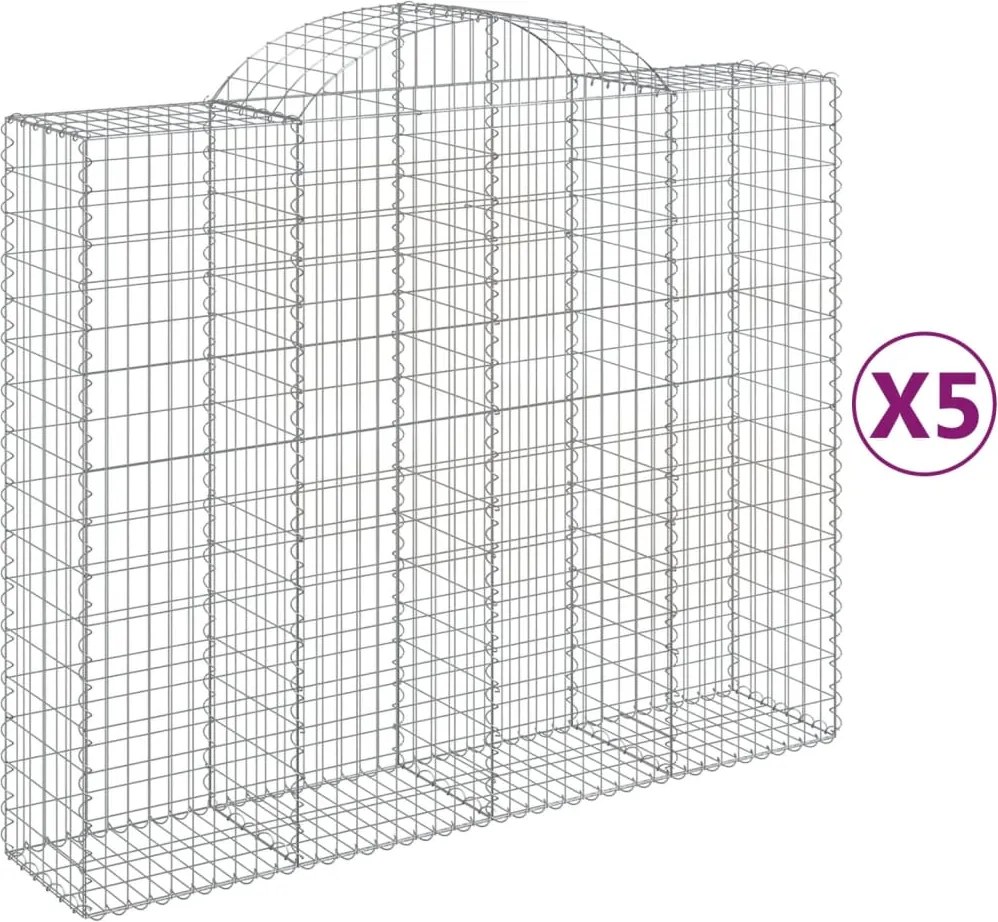 vidaXL Coșuri gabion arcuite 5 buc, 200x50x160/180 cm, fier galvanizat