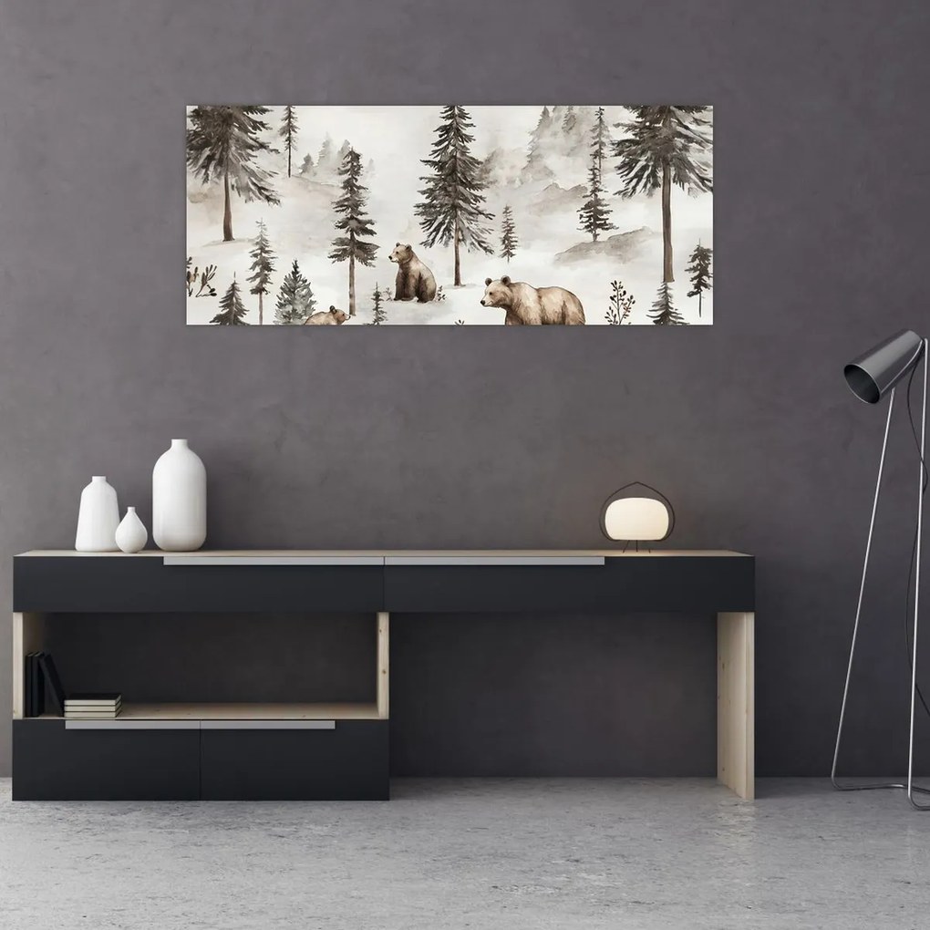 Tablou - Pădure cu Urși (120x50 cm)