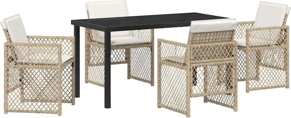 vidaXL Set de masă pentru grădină 5 pcs Bej poliratan