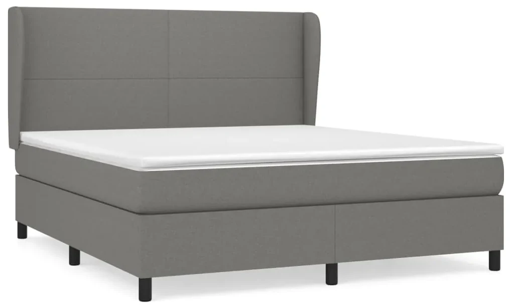 3127814 vidaXL Pat continental cu saltea, gri închis, 160x200 cm, țesătură