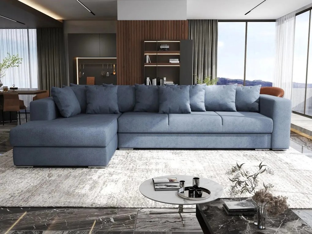 Colțar extensibil dumonde cu ladă de depozitare si sezut confortabil din spuma high-density, Gloria Enjoy Antracit 320x183 cm