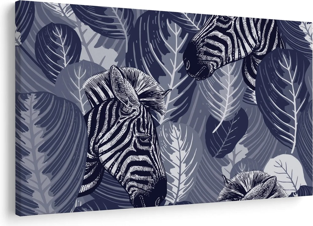 Tablou - Zebre între frunze (90x60 cm)