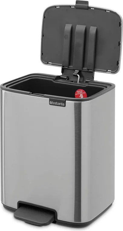 Cos de gunoi Brabantia Bo Pedal 1010142, 7 l, Inchidere lenta, Baza cauciucata, Rezistent la amprente, Otel inoxidabil