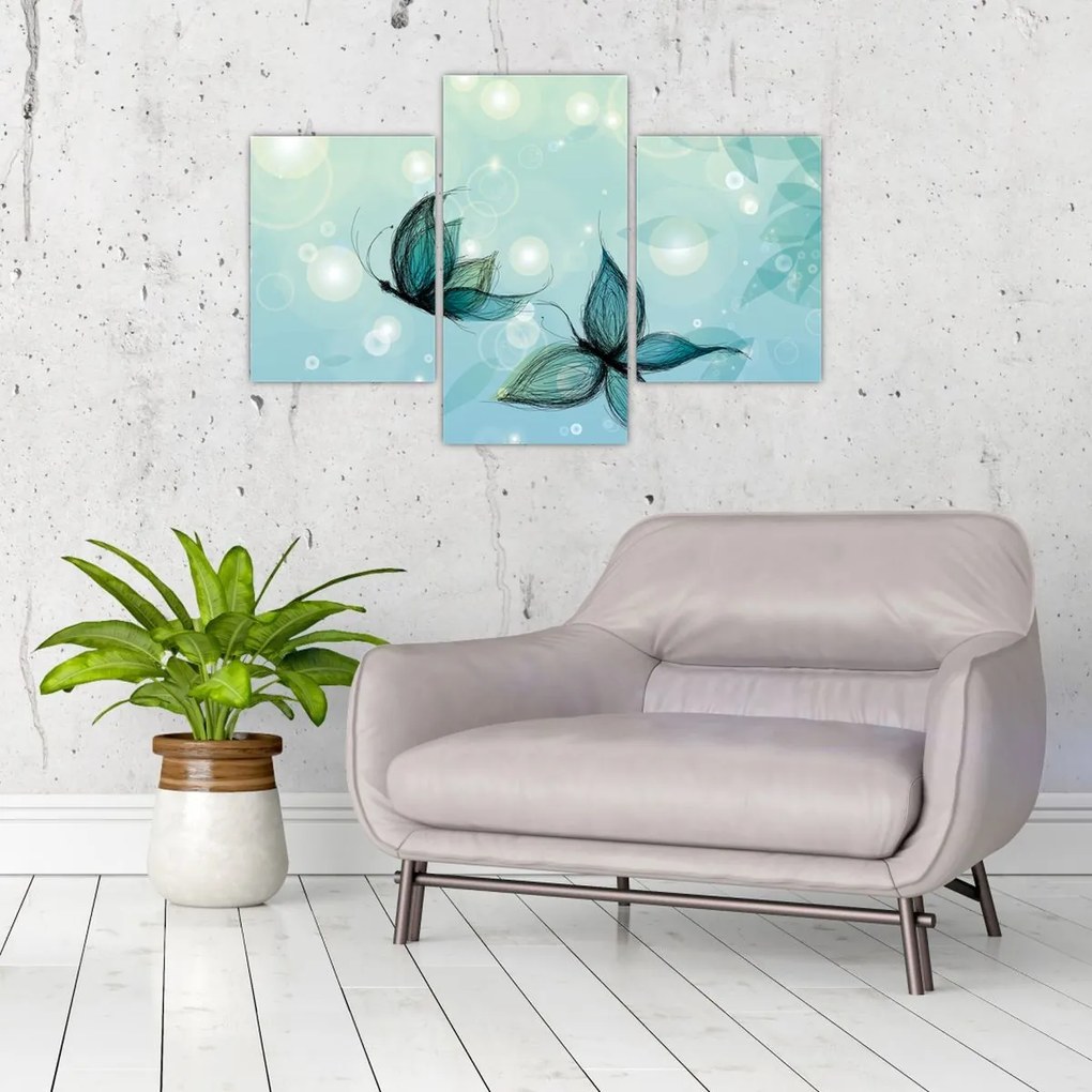 Tablou - Fluturi albaștri (90x60 cm)