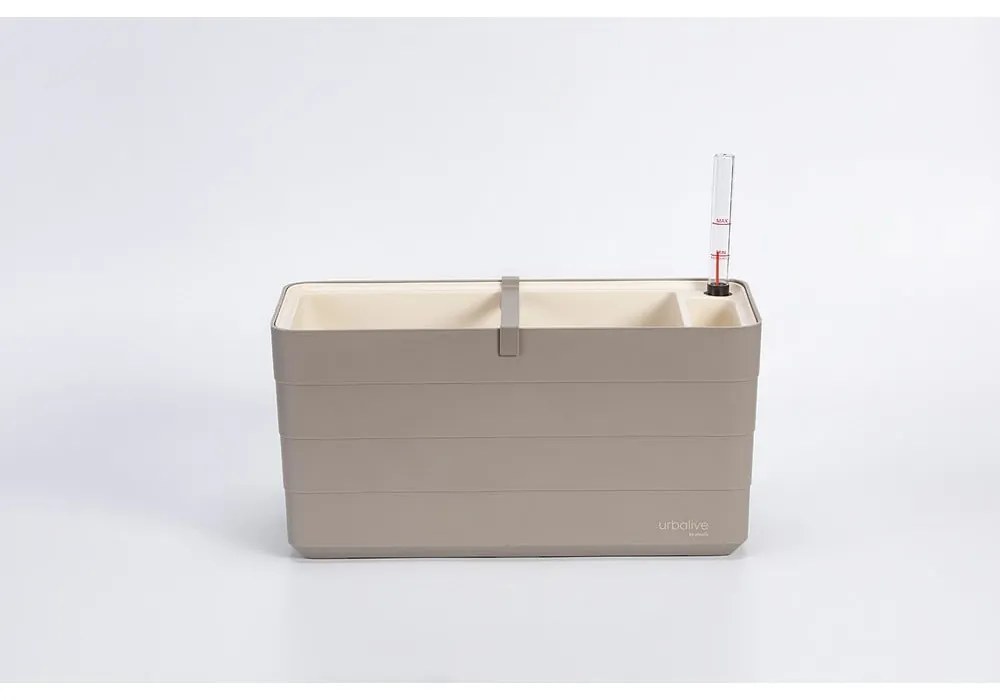 Ghiveci cu sistem auto-udare gri-bej, lungime 40 cm Berberis - Plastia