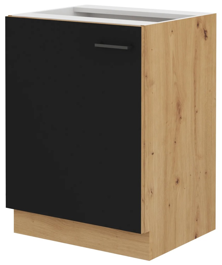 Dulap inferior de bucătărie Miraluna (Stejar artisan + Negru mat). 1062358