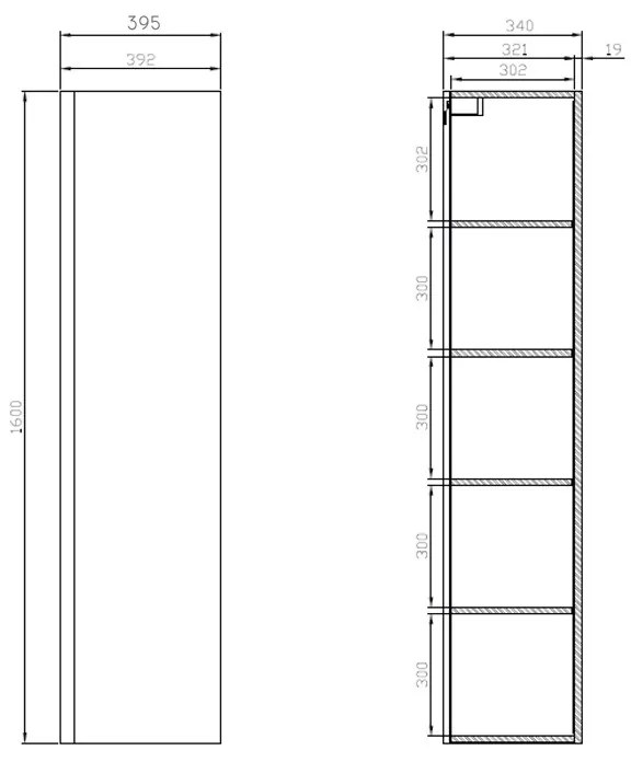 Dulap înalt suspendat, Cersanit, Moduo, alb, S929-020