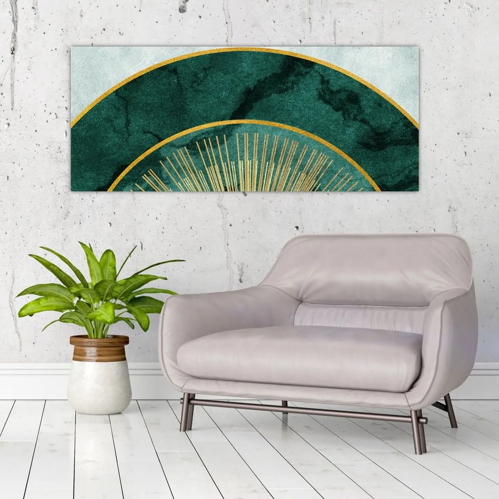 Tablou - Forme cu texturi aurii (120x50 cm)