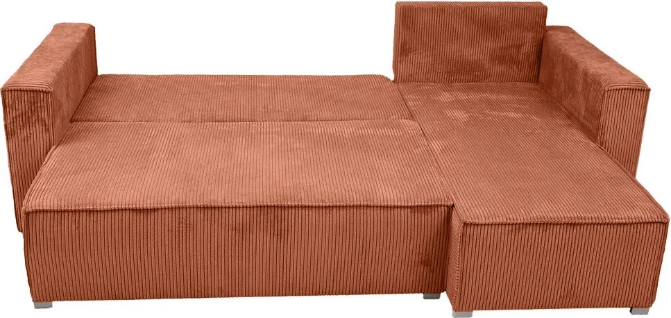 Canapea colt extensibila SMART COSARO teracota, cu colt bilateral + 2 perne CADOU