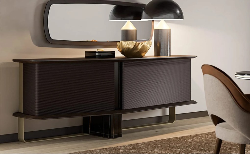 Bufet lemn masiv Maura Negru, 230 × 83 × 58 cm