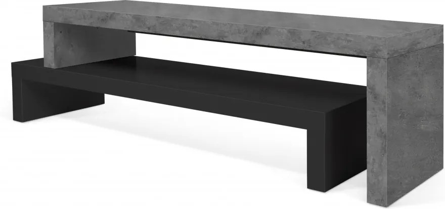 Comoda TV neagra/gri din panouri 235 cm Cliff Black Concrete TemaHome