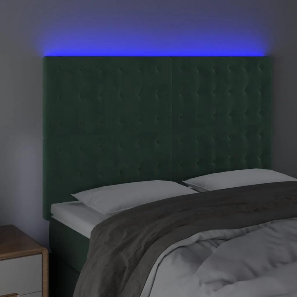 Tablie de pat cu LED, verde inchis, 144x5x118 128 cm, catifea 1, Verde inchis, 144 x 5 x 118 128 cm
