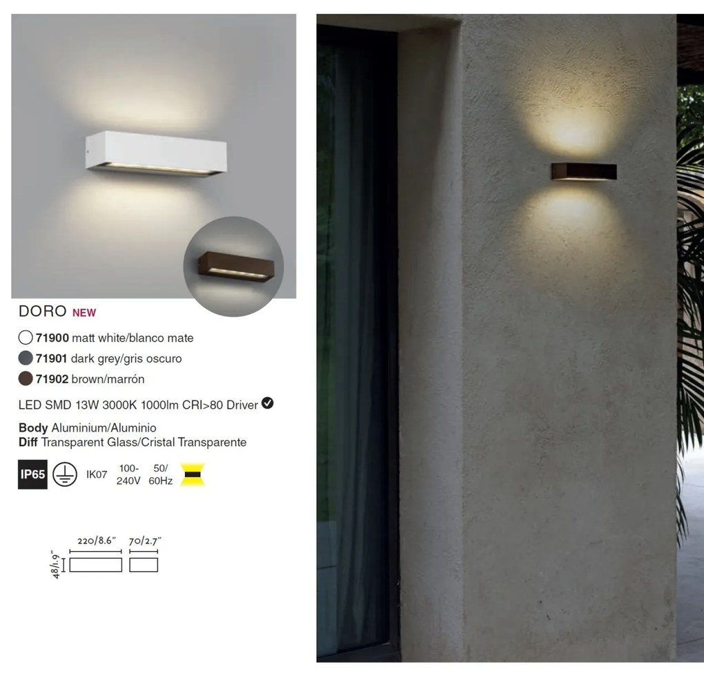 Aplica LED de exterior ambientala design modern IP65 DORO-13 alba