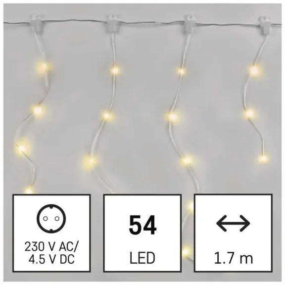 Ghirlandă LED de exterior, 54 LED, 8 funcții, 6,7 x 0,7 m, IP44, alb cald