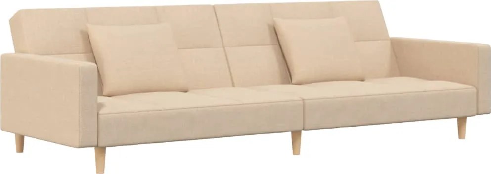 vidaXL Canapea extensibilă cu 2 locuri, 2 perne, crem, textil