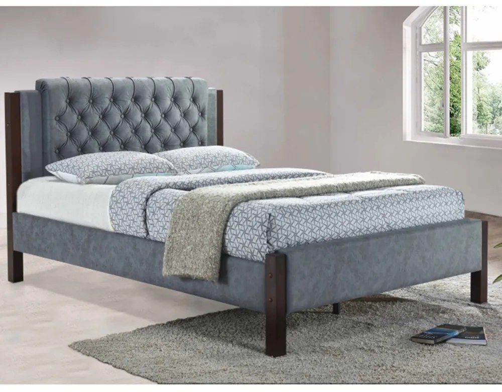 Pat, material textil gri, 160x200, KAROLA NEW
