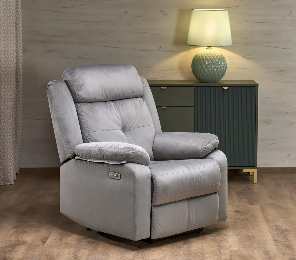 Fotoliu recliner Loris stofa gri H105 cm