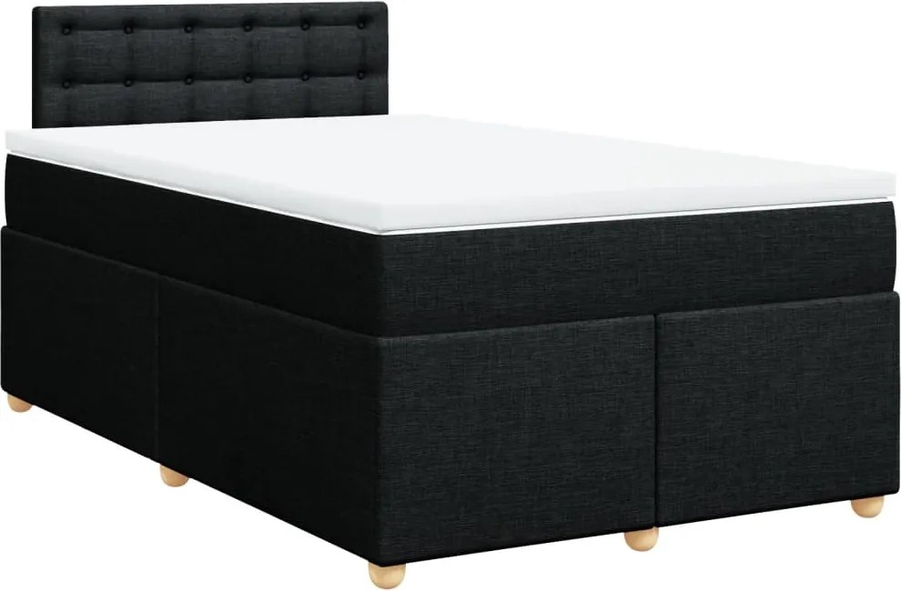 vidaXL Pat box spring cu saltea, negru, 120x190 cm, catifea