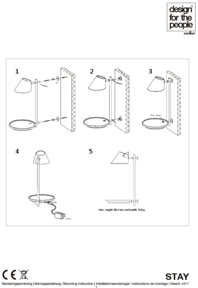 Lampa de perete LED multifunctionala Stay gri 48171010 DFTP