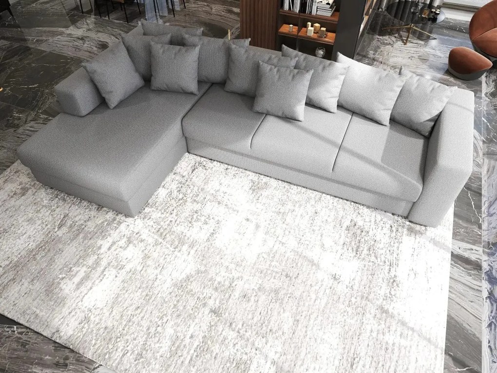 Colțar extensibil dumonde cu ladă de depozitare si sezut confortabil din spuma high-density, Gloria Enjoy Grey 320x183 cm