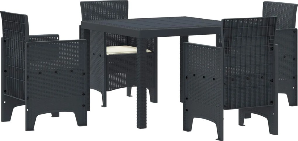 vidaXL Set de masă pentru grădină 5 pcs Antracit Polipropilenă