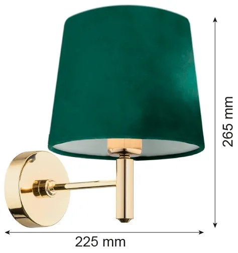 Lampă de perete PONTE 1xE27/15W/230V verde/alamă Argon 8105