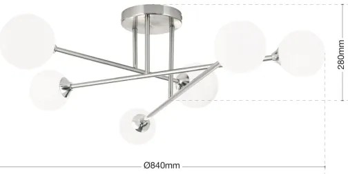 Lustră aplicată Orion DL 7-786/6 SNOWWHITE 6xG9/20W/230V d. 84 cm crom mat