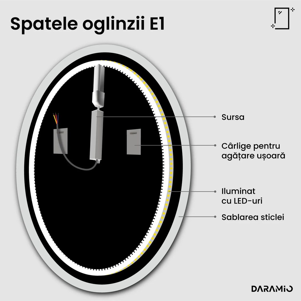 Oglindă rotundă cu iluminare LED E1