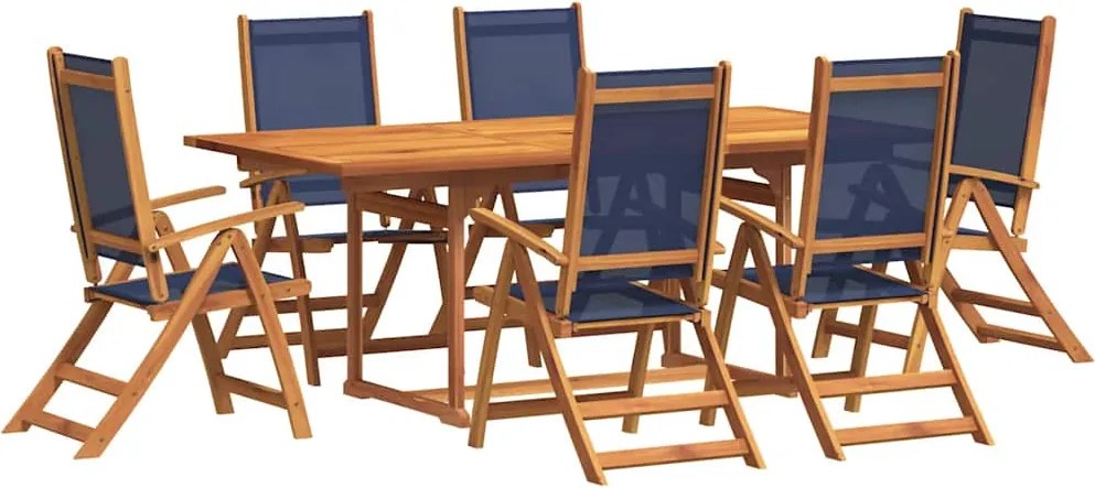 vidaXL Set mobilier de grădină, 7 piese, lemn masiv acacia/textilenă