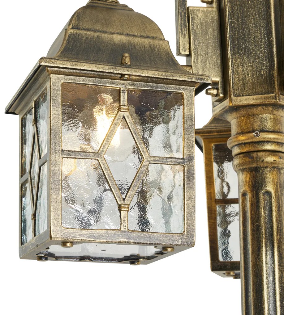 Felinar clasic de exterior auriu antic cu sticlă transparentă 198cm IP44 - London