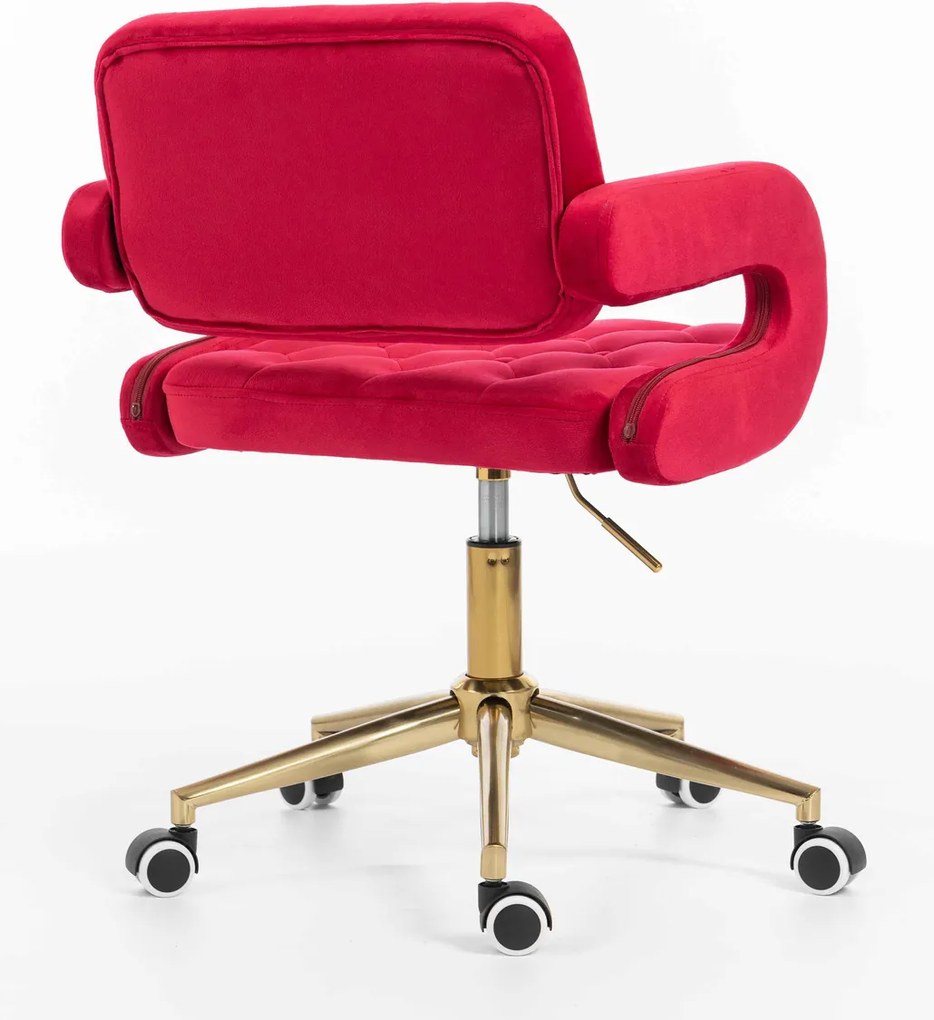 HR8403K Scaun Catifea Roşu Bază Aurie