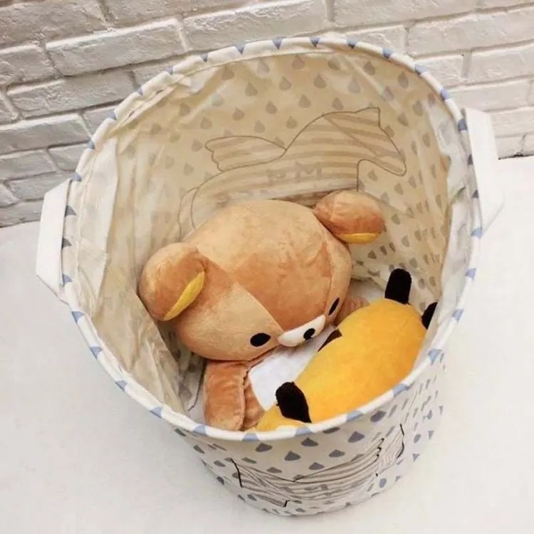 Cos pentru jucarii si rufe cu imprimeu BEAR 35x45 cm, alb